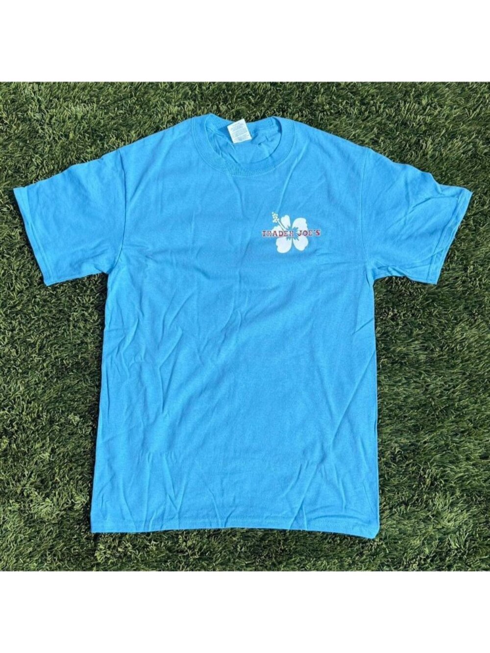 Trader Joe's Hibiscus Tee Shirt Light Blue Size S Unisex